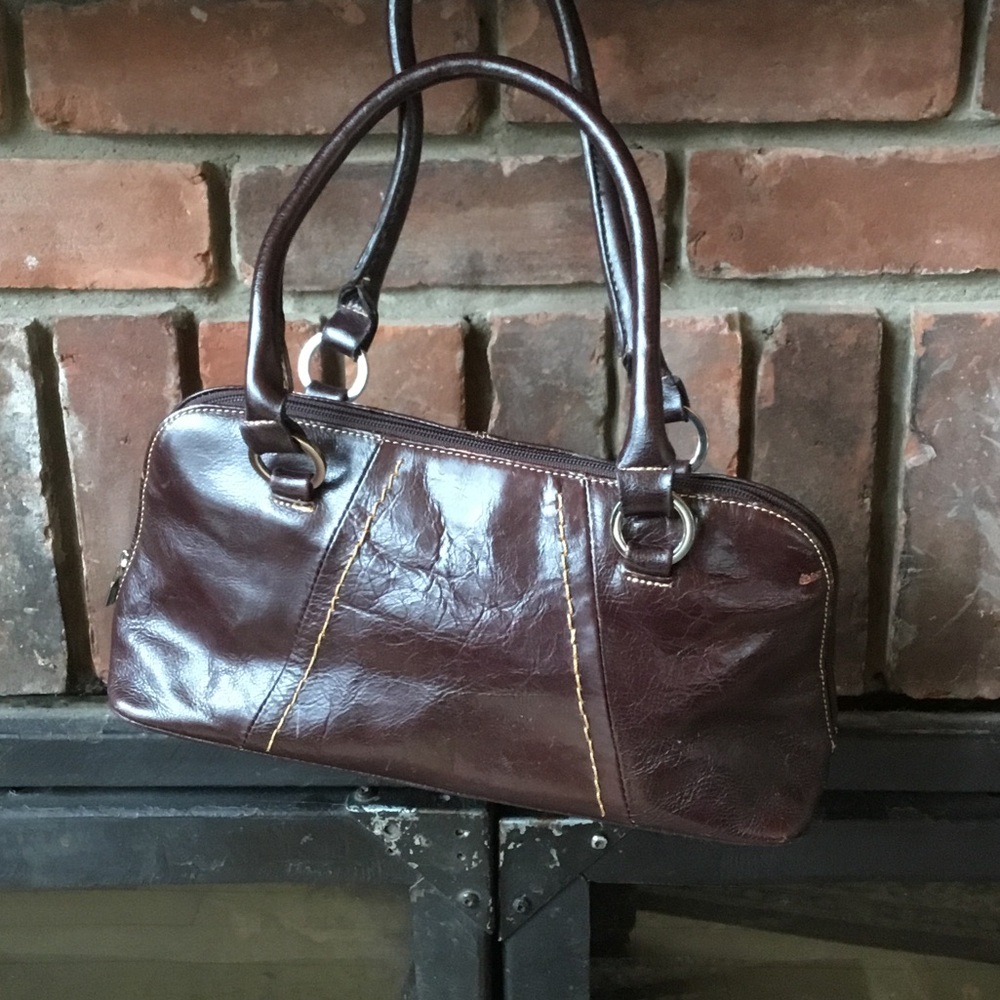 Simple Dark Brown Leather Shoulder Bag